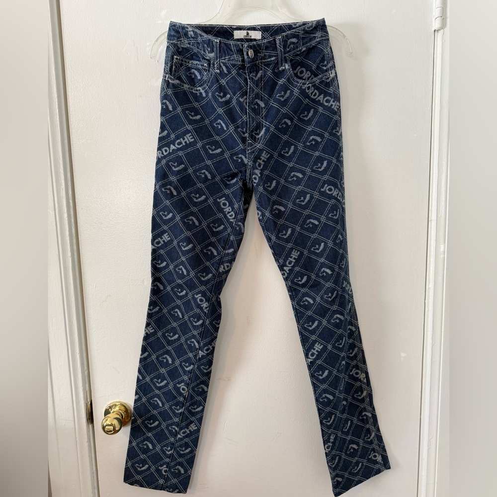 Jordache Signature Logo JACQUARD HIGH-RISE SLIM High Blue Jeans - Picture 3 of 9